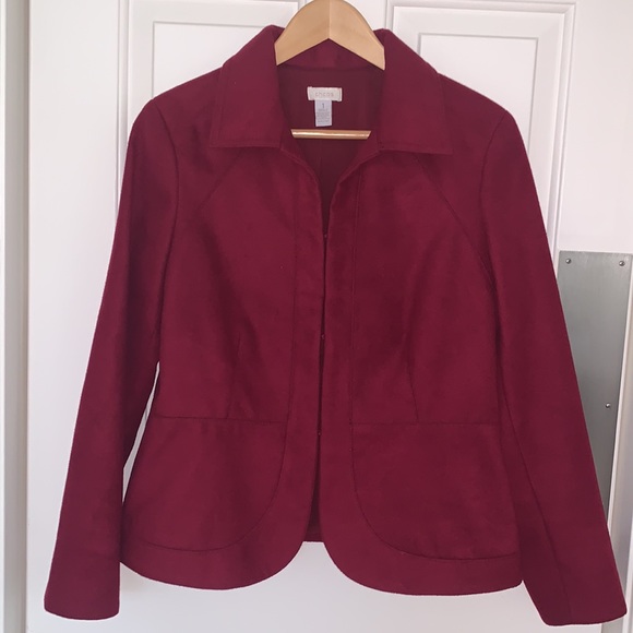 Chico's Kelly Ann Blazer Jacket Cabernet Smooth Plush Coat Womens Size 1 - Picture 1 of 11